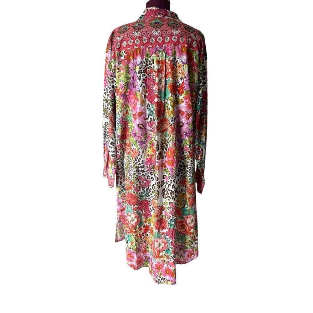 Johnny Was Multi-Color Floral & Leopard Print Button-Down Shirt - Picture 5 of 12